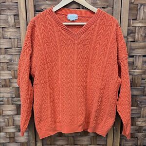 Vintage Alexia Orange Cable Knit Sweater